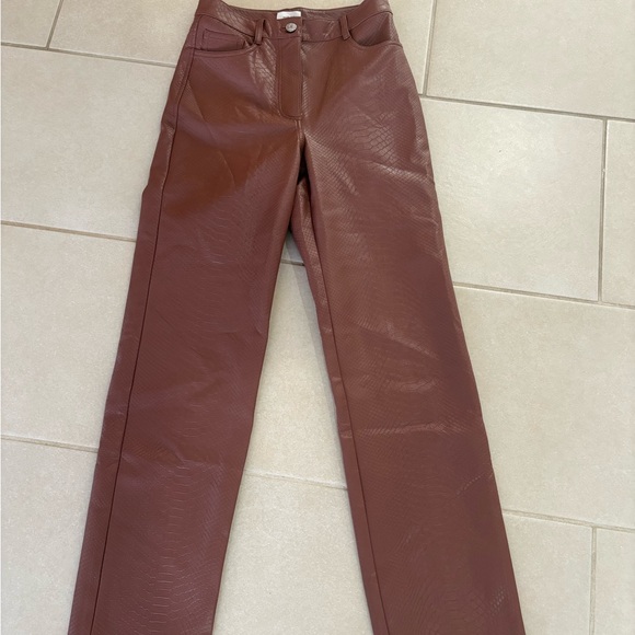 Wilfred Pants - Aritzia Wilfred Melina Vegan Leather Pants Snake Skin Brown Size 0